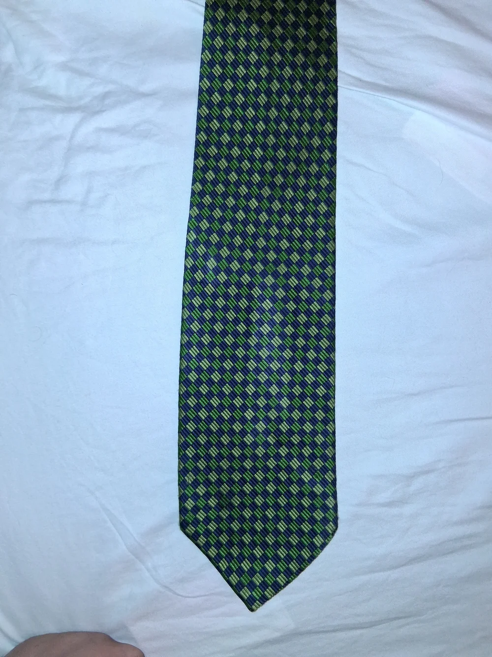 Classic Green and Navy Check Men's Tie